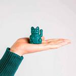 Mini Gato de la suerte solar verde | DON038