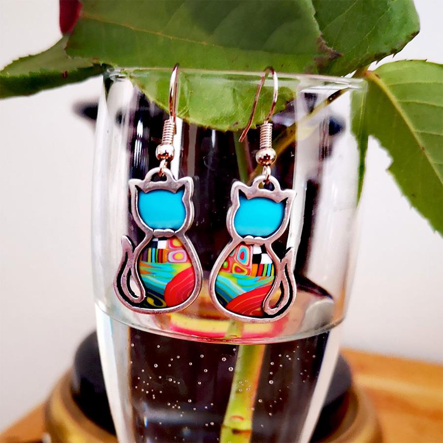 Pendientes gatos colores | LIZ004