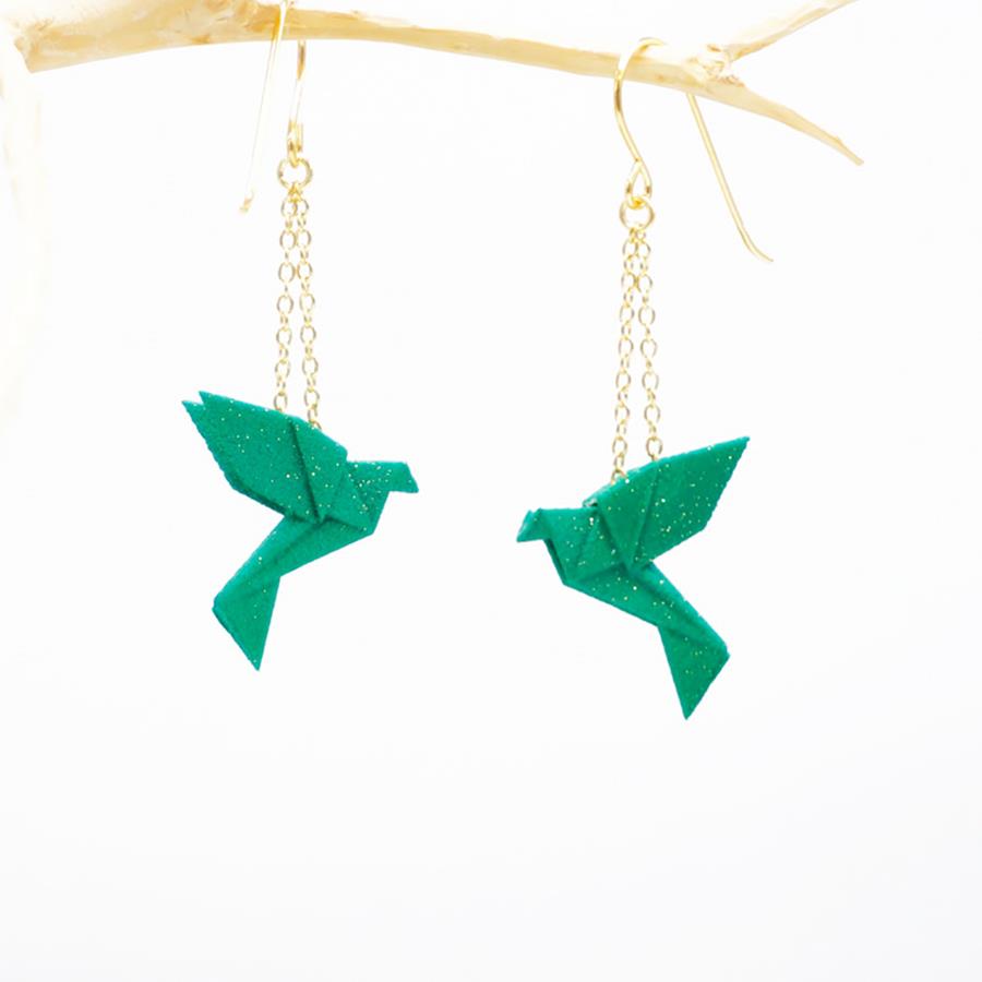 Pendientes colibríes esmeralda | TOC003