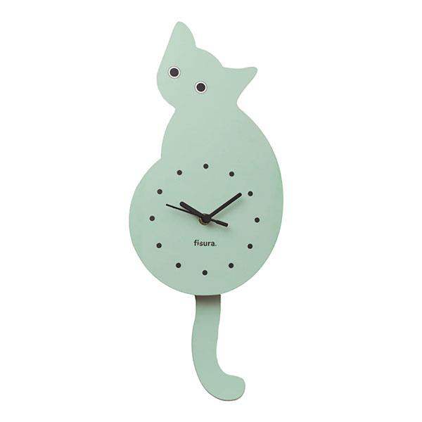Reloj péndulo gato verde | FIS105