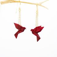 Pendientes colibríes burdeos | TOC008